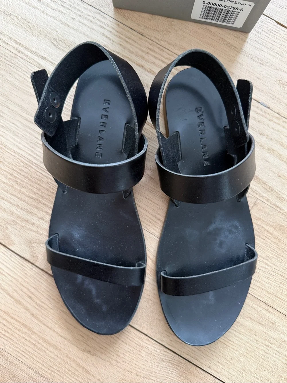 Everlane Black Leather Two‑Strap Slingback Sandals 7.5 - Picture 2 of 6